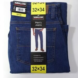 Kirkland Signature Jeans 32x34 Straight Fit Comfort Stretch Reinforced Hem NWT